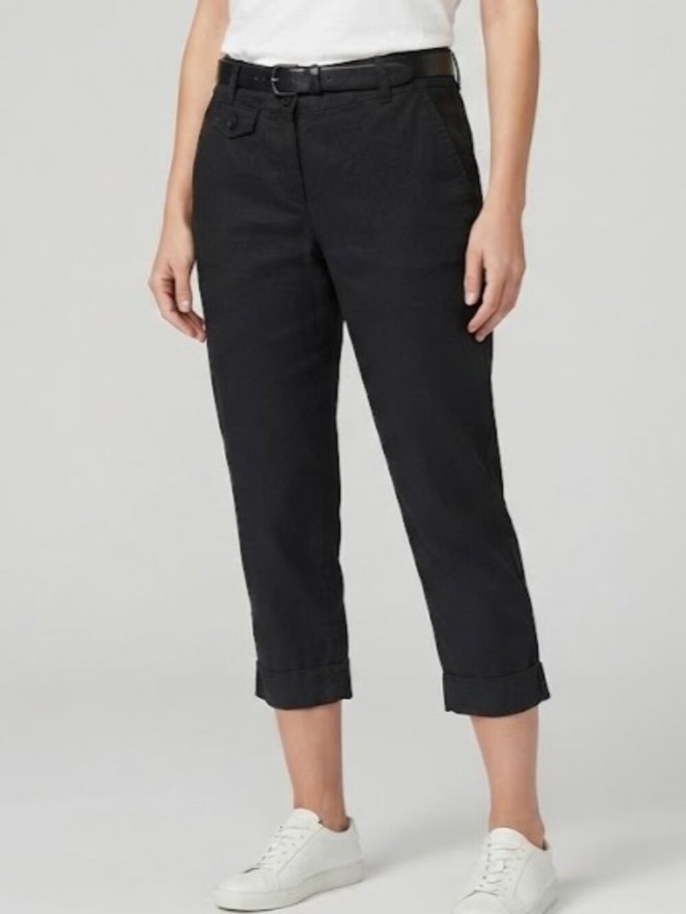 Black Linen Blend Capris